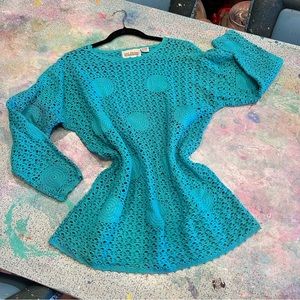 Vintage Turquoise Crochet Top